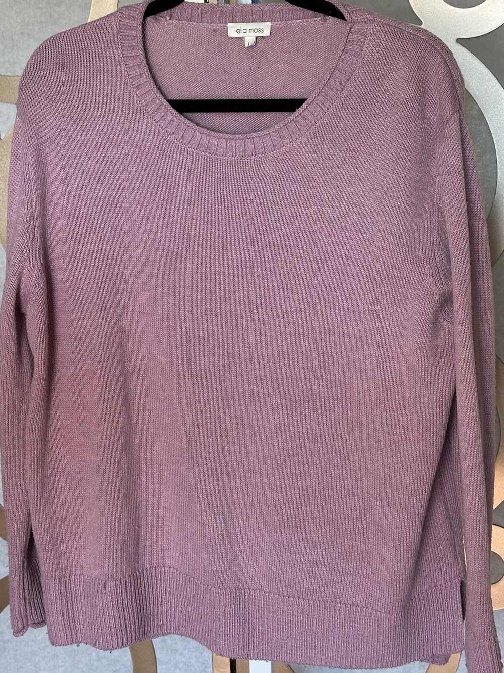 Ella Moss Mauve Purple Lightweight Knit Side Slit Sweater Large
